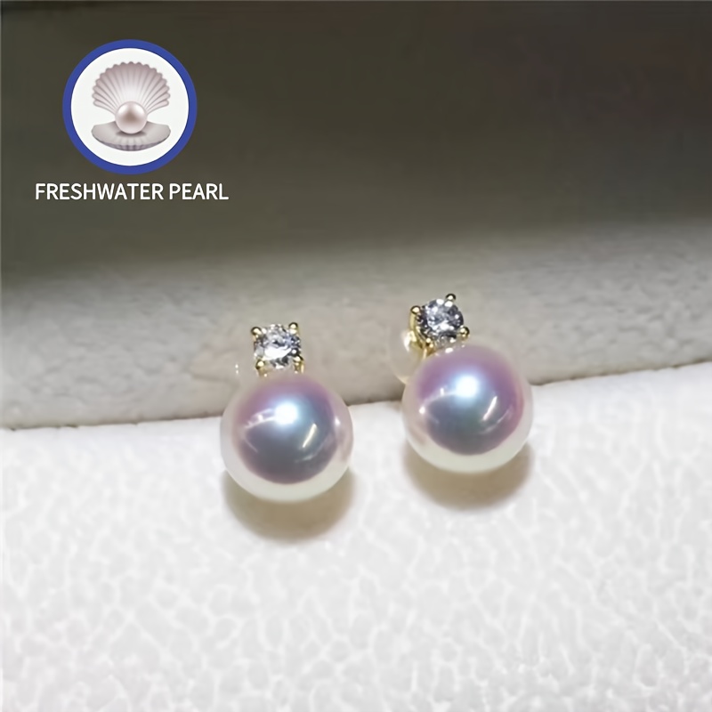 Freshwater Pearls Stud Earrings Classical Queen Style for Party
